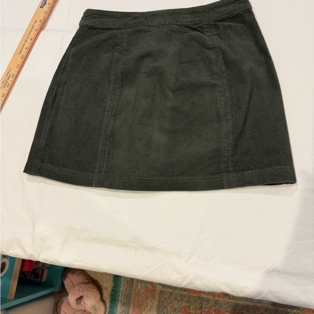 Victoria + Sophia Corduroy Mini Skirt Button Front Green Medium Y2K - Picture 9 of 10